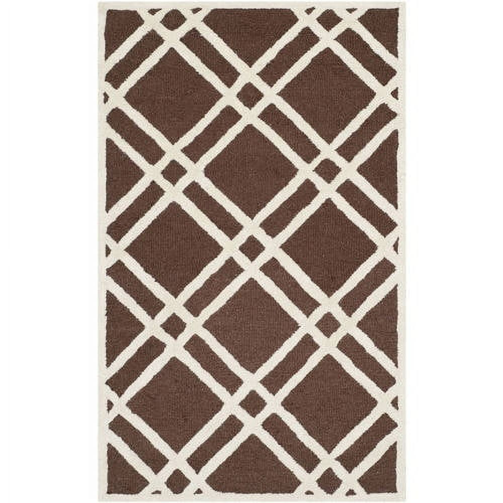 SAFAVIEH Cambridge Judy Geometric Wool Area Rug, Dark Brown/Ivory, 3' x 5'