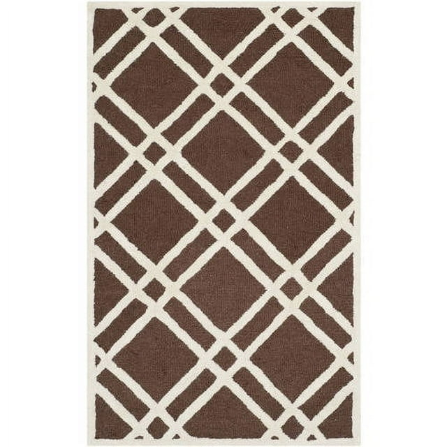 SAFAVIEH Cambridge Judy Geometric Wool Area Rug, Dark Brown/Ivory, 3' x 5'