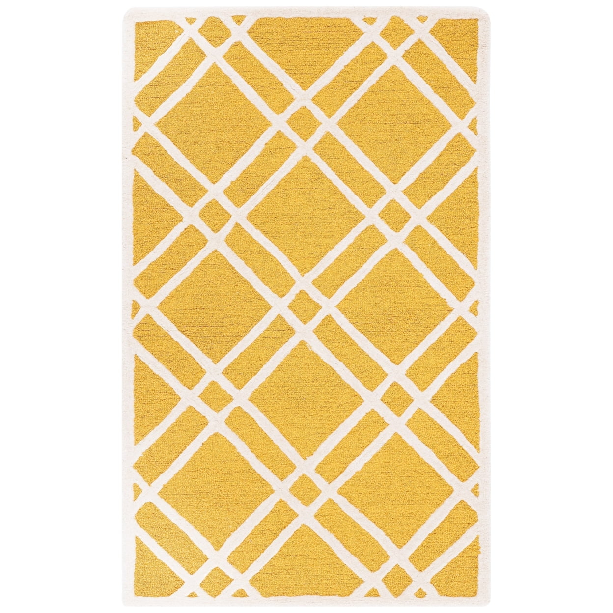 SAFAVIEH Cambridge Judy Geometric Wool Area Rug, Gold/Ivory, 2'6" x 4'