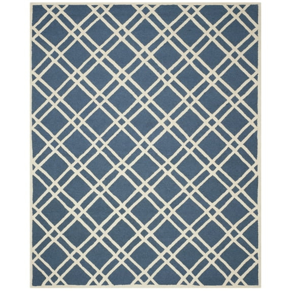 SAFAVIEH Cambridge Judy Geometric Wool Area Rug, Navy Blue/Ivory, 2'6" x 4'