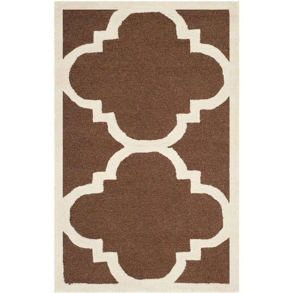 SAFAVIEH Cambridge Justine Geometric Quatrefoil Wool Area Rug, Dark Brown/Ivory, 2' x 3'
