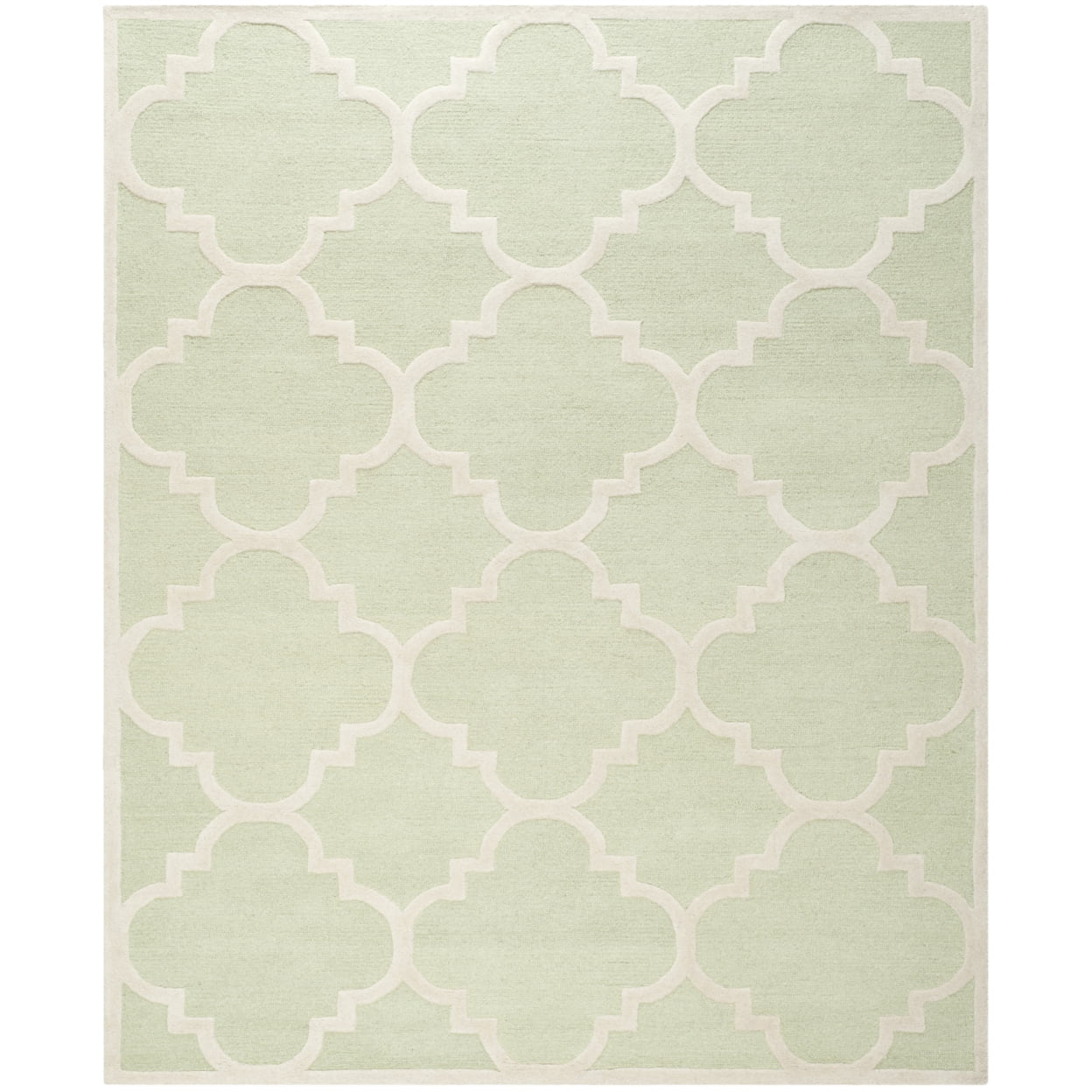 SAFAVIEH Cambridge Justine Geometric Quatrefoil Wool Area Rug, Light Green/Ivory, 9' x 12'