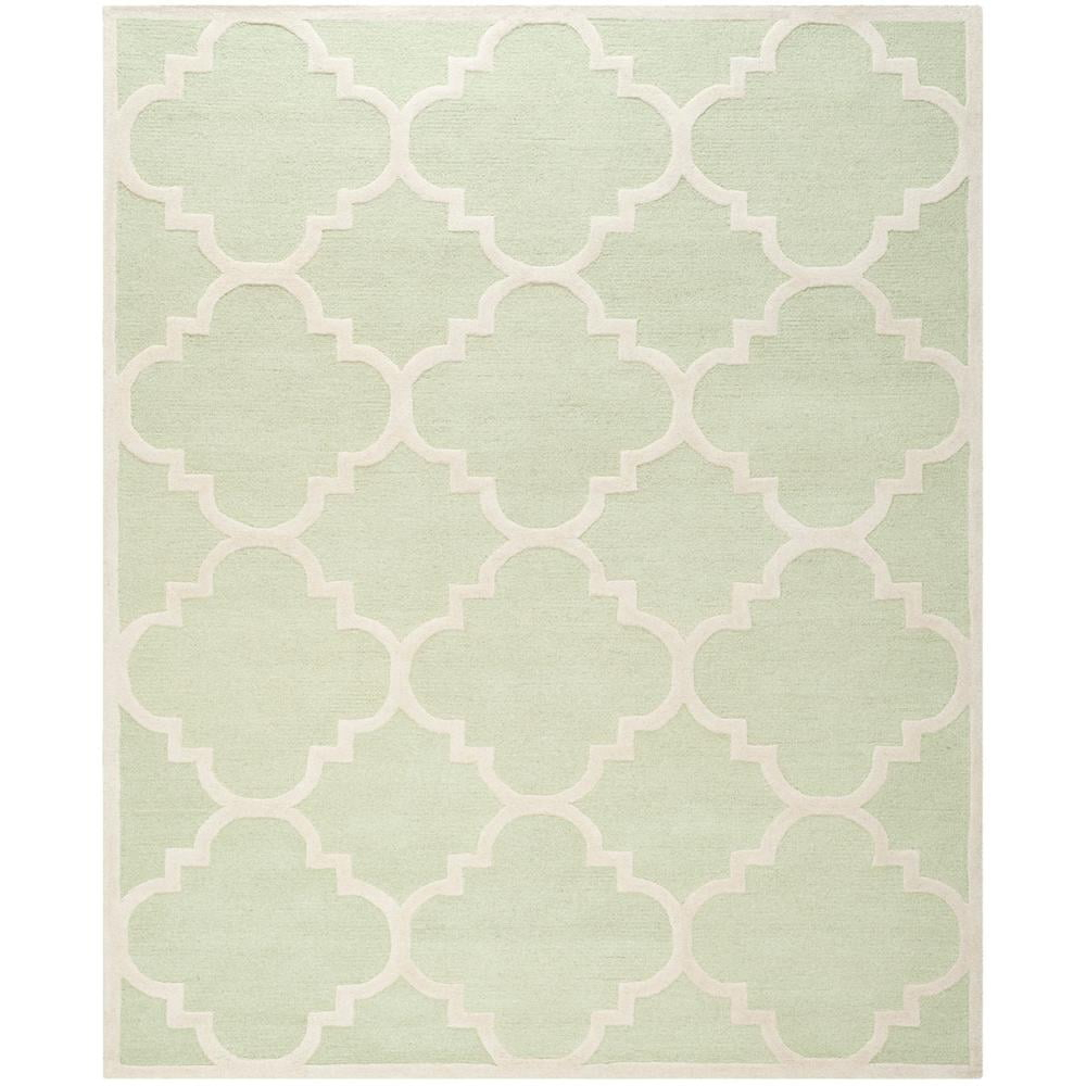 SAFAVIEH Cambridge Justine Geometric Quatrefoil Wool Area Rug, Light Green/Ivory, 9' x 12'