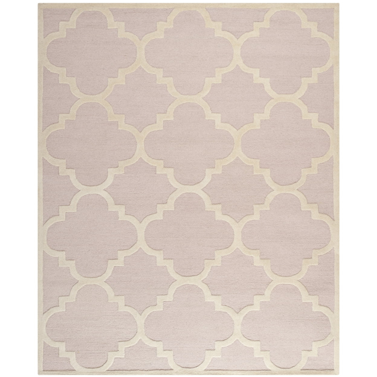 SAFAVIEH Cambridge Justine Geometric Quatrefoil Wool Area Rug, Light Pink/Ivory, 9' x 12'