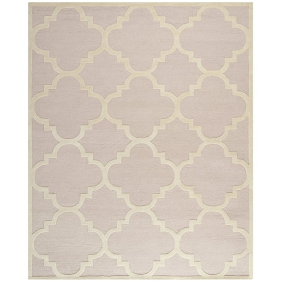 SAFAVIEH Cambridge Justine Geometric Quatrefoil Wool Area Rug, Light Pink/Ivory, 9' x 12'