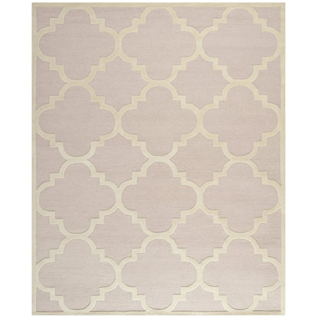 SAFAVIEH Cambridge Justine Geometric Quatrefoil Wool Area Rug, Light Pink/Ivory, 9' x 12'
