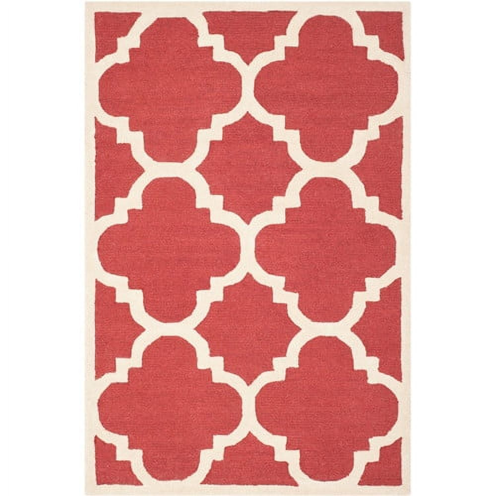 SAFAVIEH Cambridge Justine Geometric Quatrefoil Wool Area Rug, Rust/Ivory, 10' x 14'