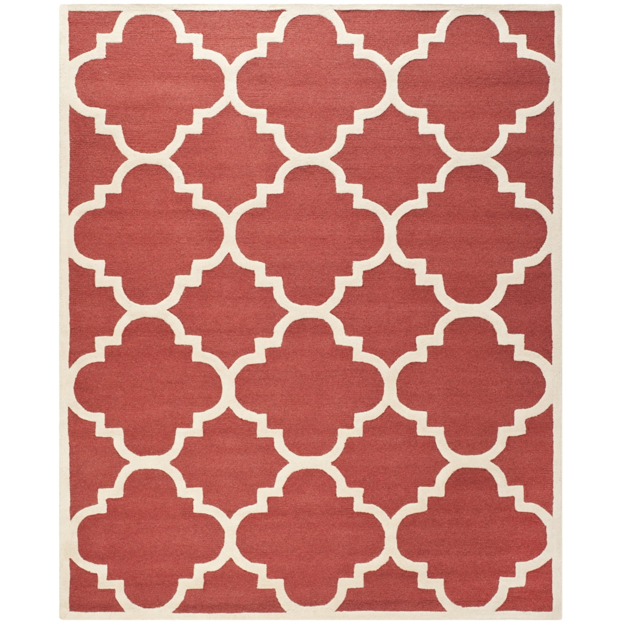 SAFAVIEH Cambridge Justine Geometric Quatrefoil Wool Area Rug, Rust/Ivory, 10' x 14'