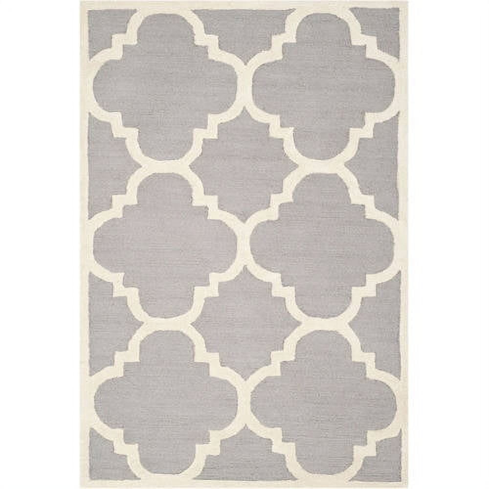 SAFAVIEH Cambridge Justine Geometric Quatrefoil Wool Area Rug, Silver/Ivory, 4' x 4' Square