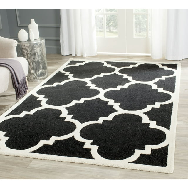SAFAVIEH Cambridge Justine Geometric Wool Area Rug, Black/Ivory, 9' x 12'