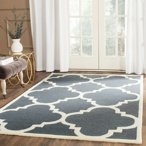 SAFAVIEH Cambridge Justine Geometric Wool Area Rug, Dark Grey/Ivory, 9' x 12'