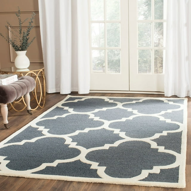 SAFAVIEH Cambridge Justine Geometric Wool Area Rug, Dark Grey/Ivory, 9' x 12'