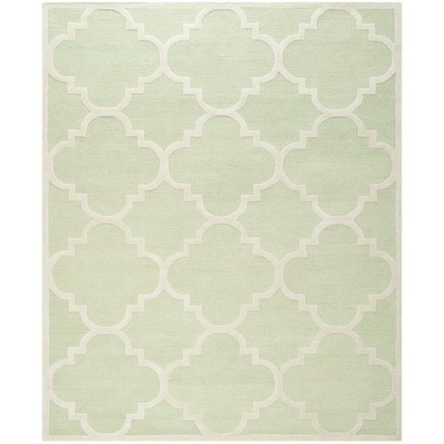 SAFAVIEH Cambridge Justine Geometric Wool Area Rug, Light Green/Ivory, 3' x 5'