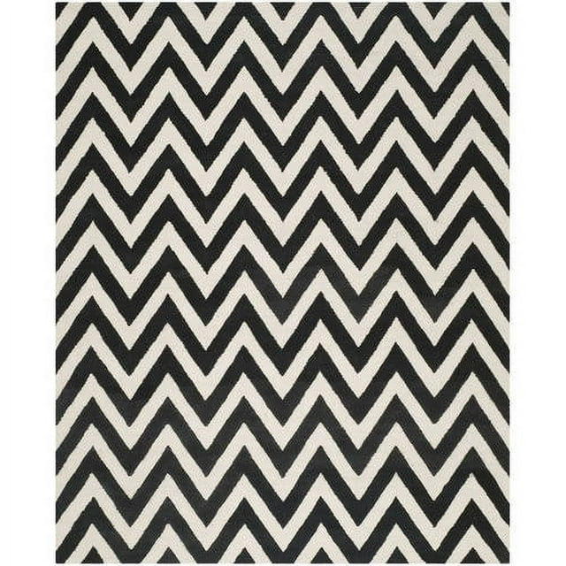 SAFAVIEH Cambridge Kaitlyn Zig Zag Stripes Wool Area Rug, Black/Ivory, 8' x 10'