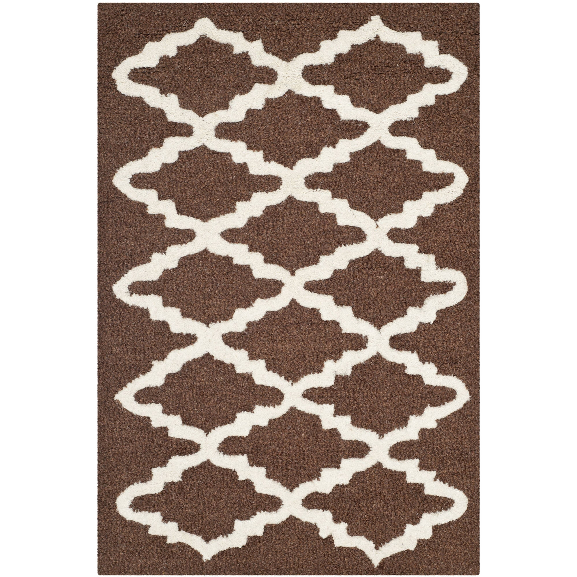SAFAVIEH Cambridge Karen Geometric Wool Area Rug, Dark Brown/Ivory, 2' x 3'