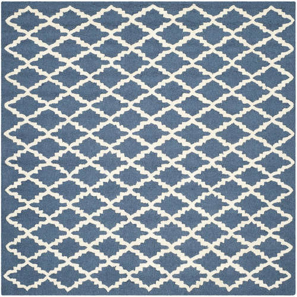 SAFAVIEH Cambridge Karen Geometric Wool Area Rug, Navy/Ivory, 4' x 4' Square