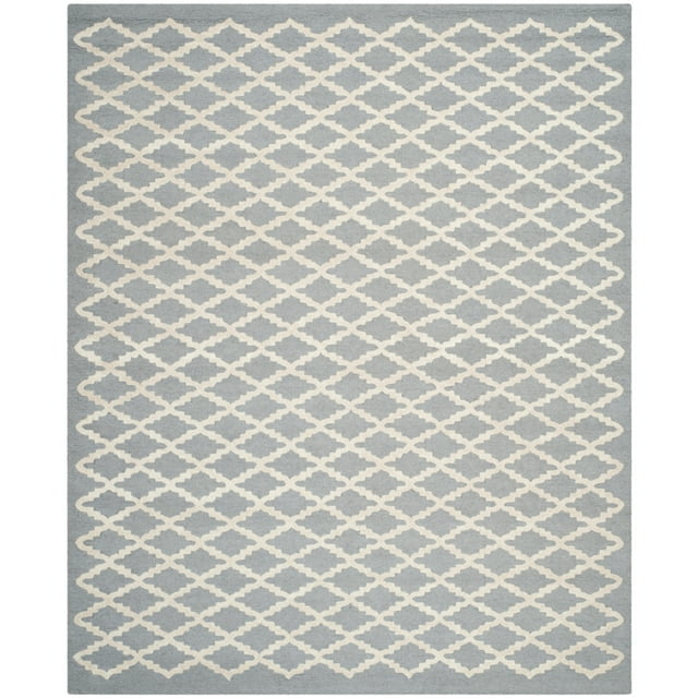 SAFAVIEH Cambridge Karen Geometric Wool Area Rug, Silver/Ivory, 4' x 6'