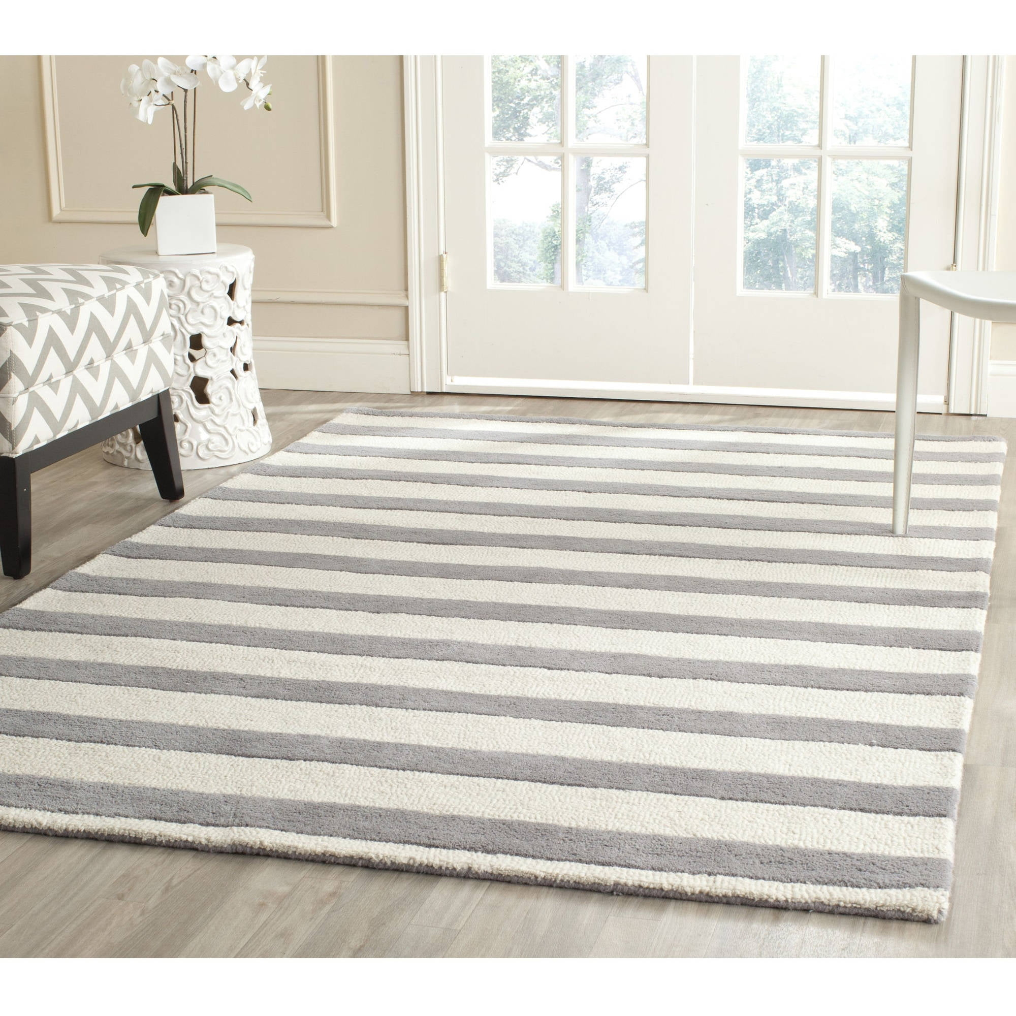 SAFAVIEH Cambridge Keaton Geometric Wool Area Rug, Grey/Ivory, 10' x 14'