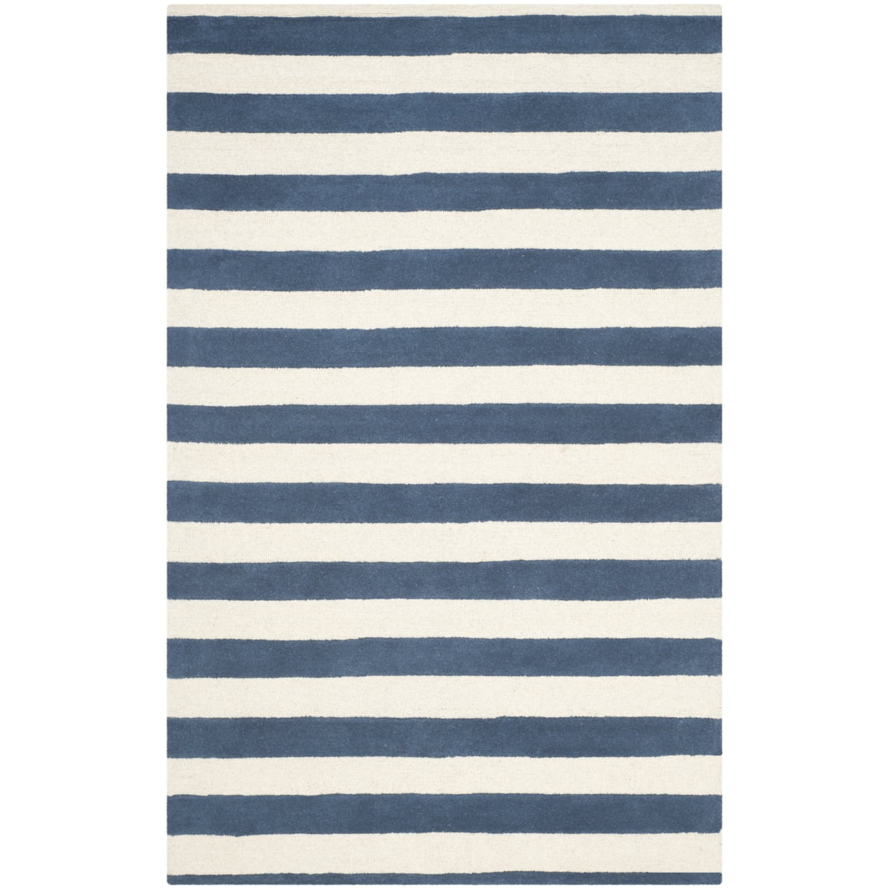SAFAVIEH Cambridge Keaton Striped Wool Area Rug, Navy/Ivory, 4' x 6'
