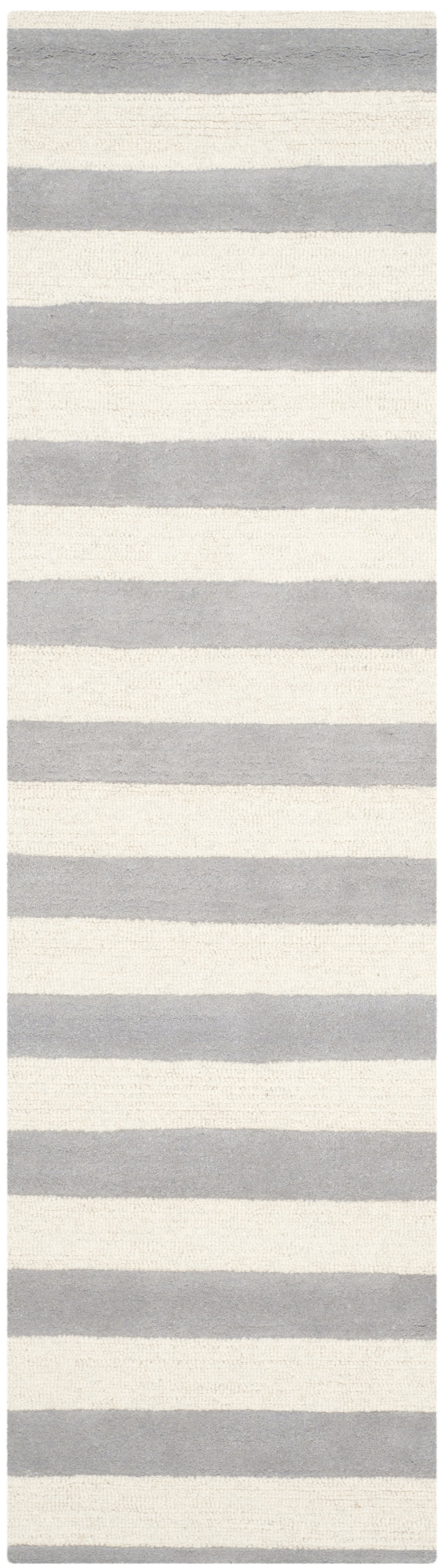 SAFAVIEH Cambridge Keaton Striped Wool Runner Rug, Grey/Ivory, 2'6" x 6'