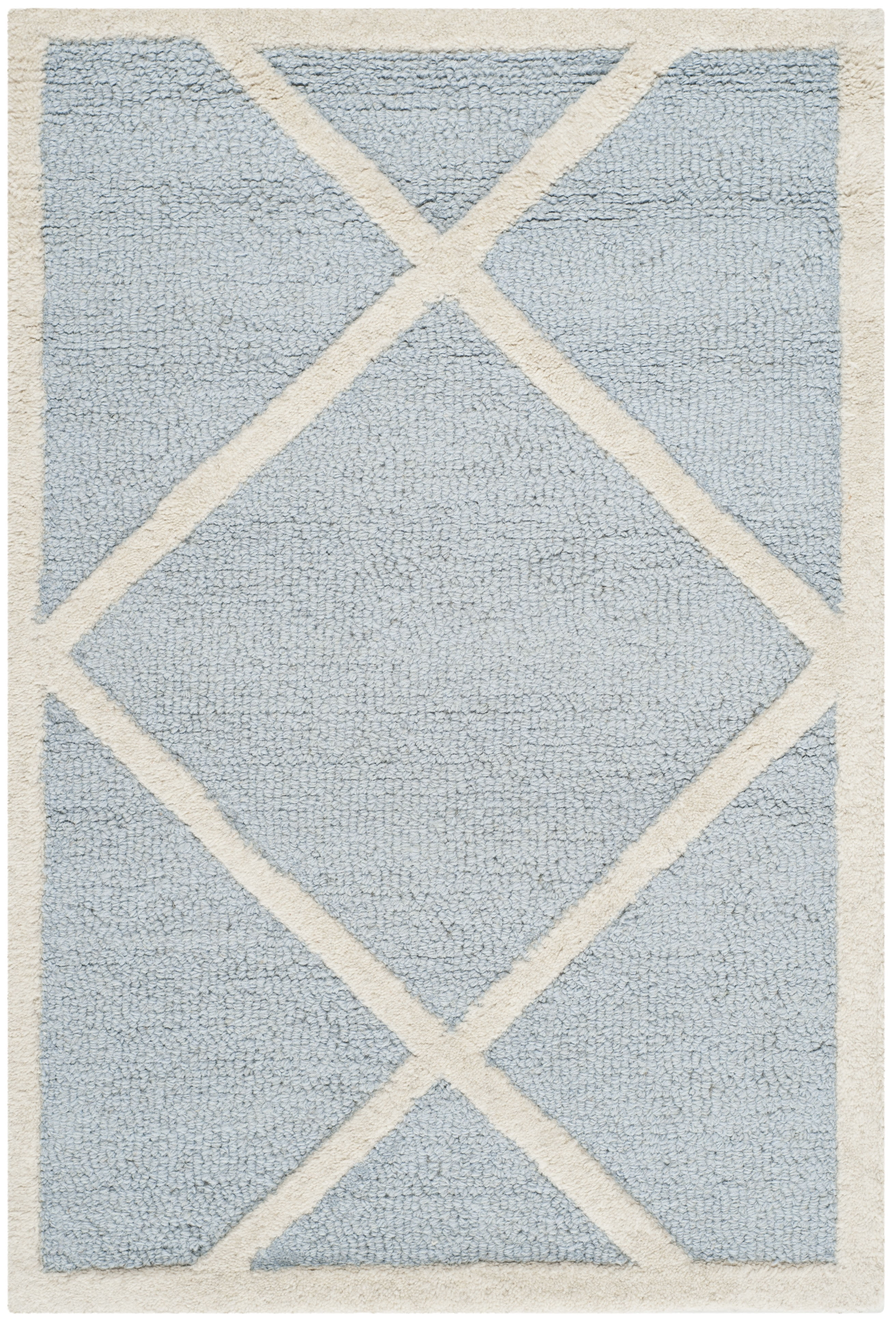 SAFAVIEH Cambridge Kennedy Geometric Diamonds Wool Area Rug, Light Blue/Ivory, 2' x 3'