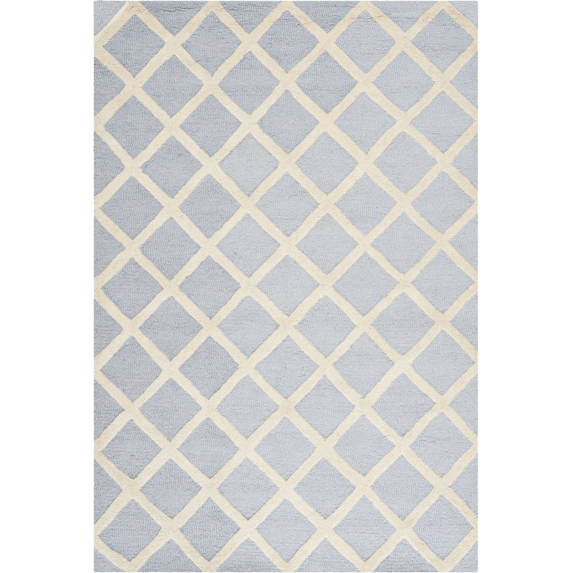 SAFAVIEH Cambridge Kenneth Geometric Diamonds Wool Area Rug, Light Blue/Ivory, 4' x 6'