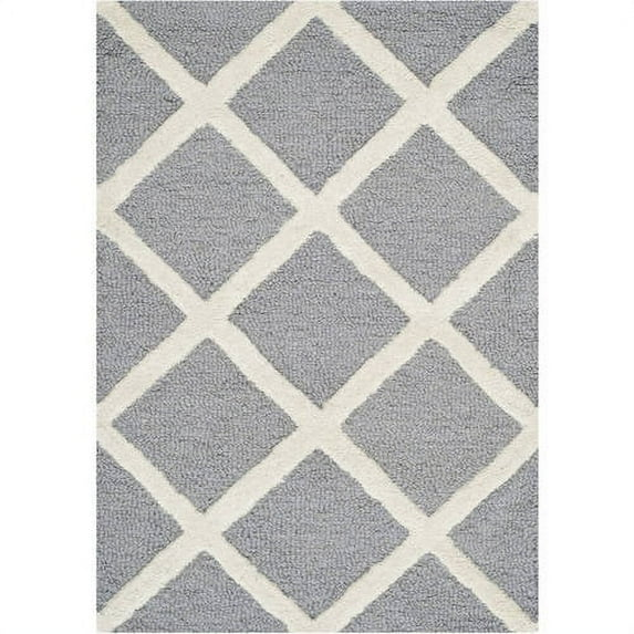 SAFAVIEH Cambridge Kenneth Geometric Diamonds Wool Area Rug, Silver/Ivory, 2' x 3'