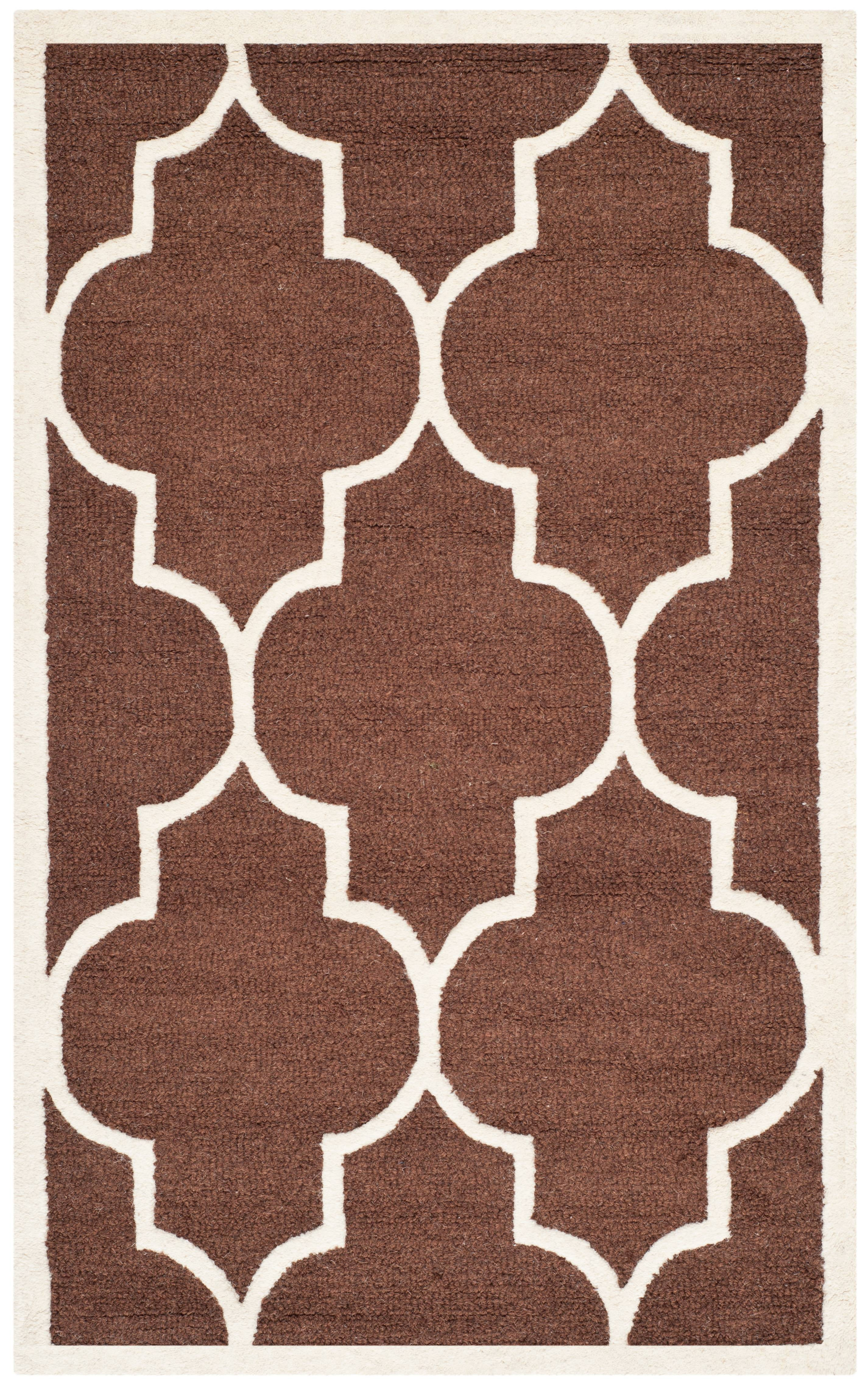 SAFAVIEH Cambridge Kevin Geometric Wool Area Rug, Dark Brown/Ivory, 3' x 5'