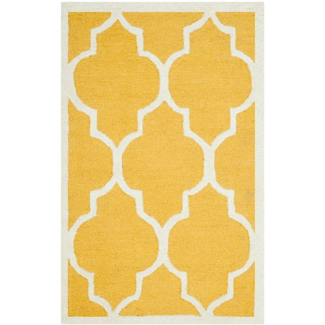 SAFAVIEH Cambridge Kevin Geometric Wool Area Rug, Gold/Ivory, 2' x 3'