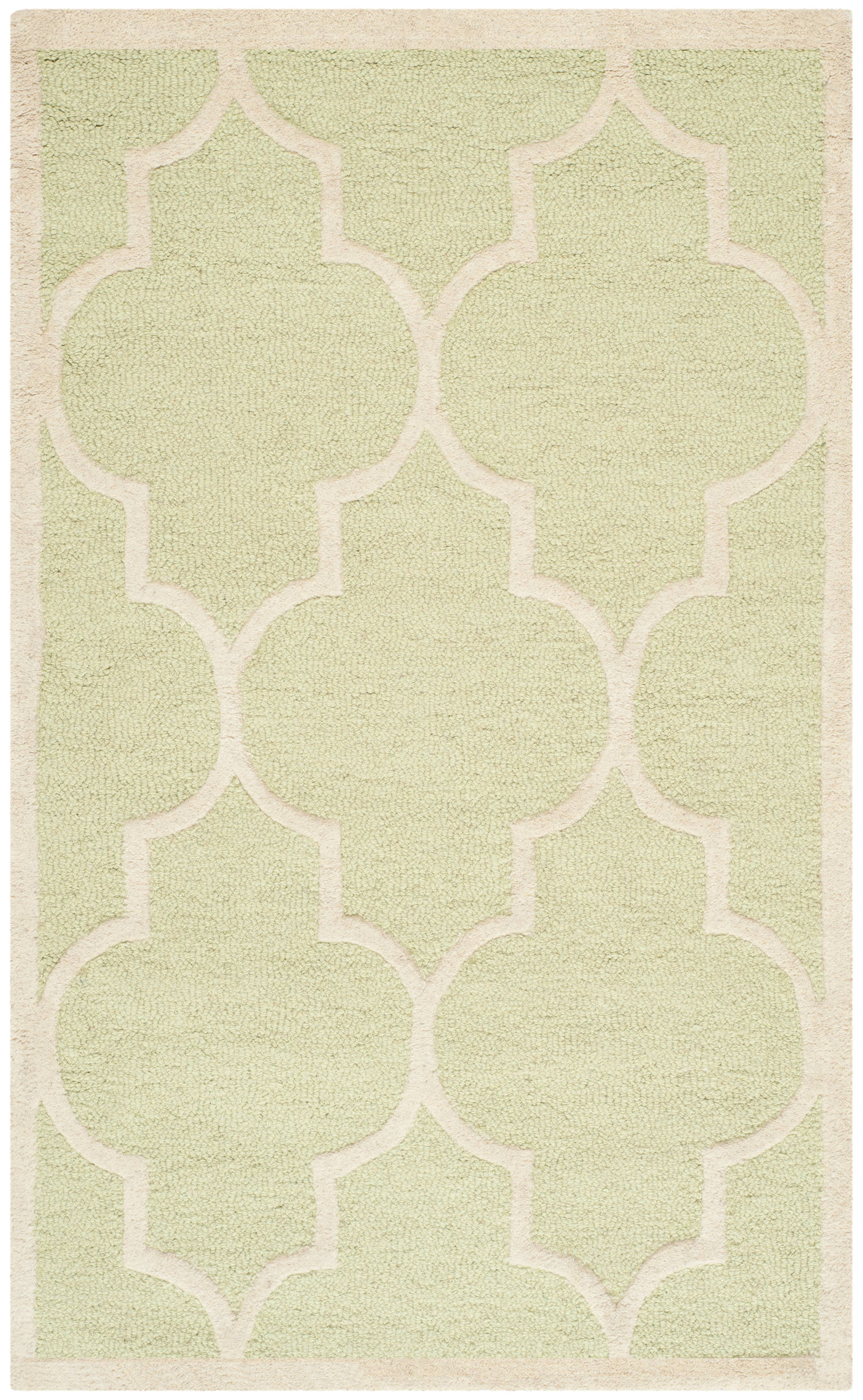 SAFAVIEH Cambridge Kevin Geometric Wool Area Rug, Light Green/Ivory, 3' x 5'