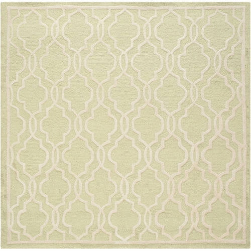 SAFAVIEH Cambridge Kyle Geometric Wool Area Rug, Light Green/Ivory, 6' x 6' Square