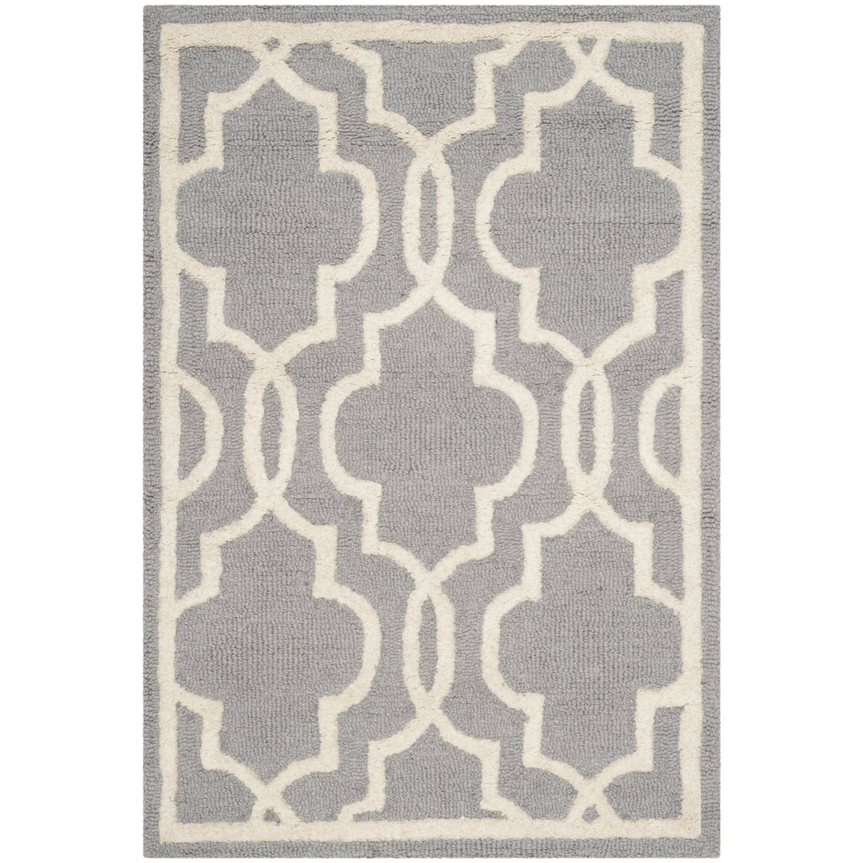 SAFAVIEH Cambridge Kyle Geometric Wool Area Rug, Silver/Ivory, 3' x 5'