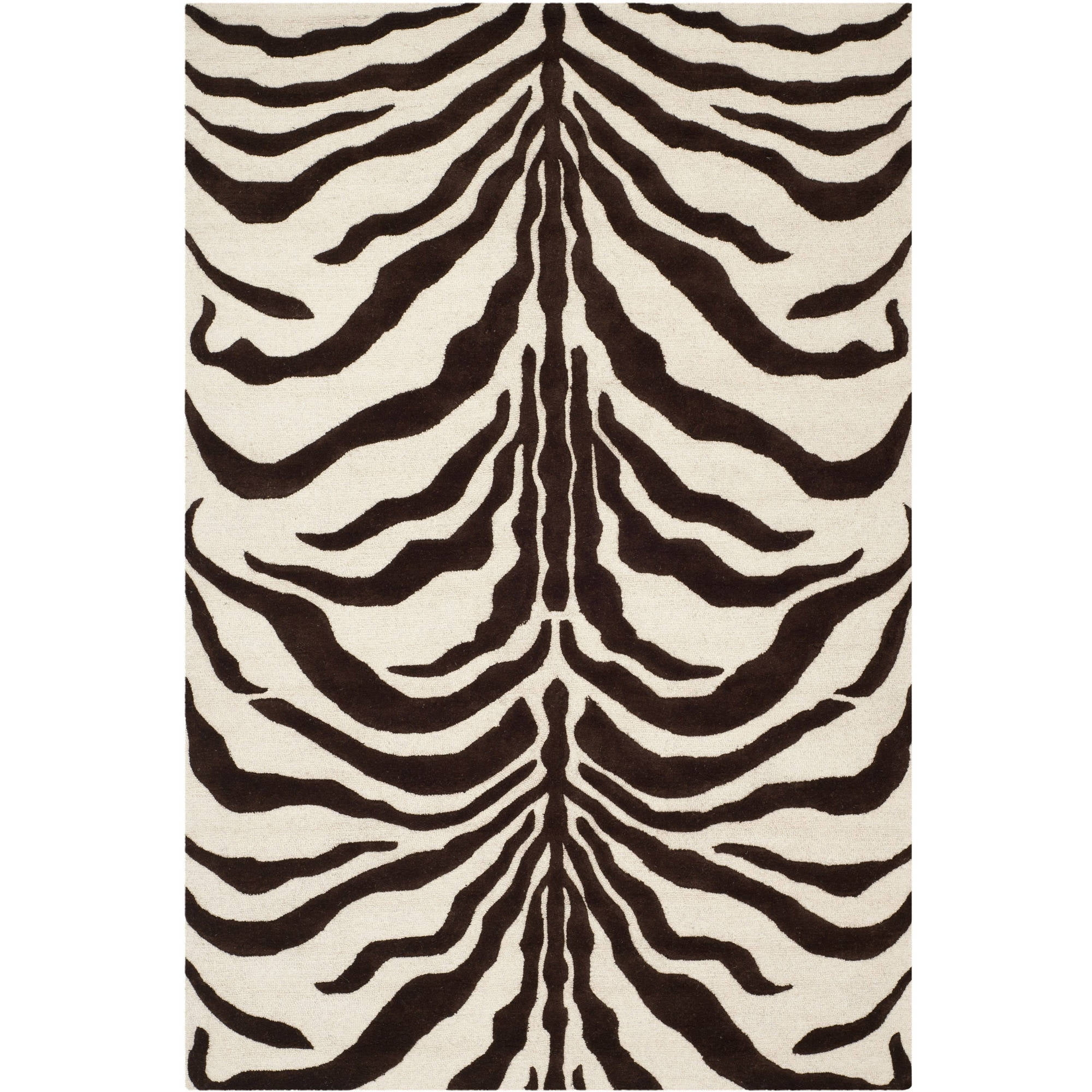 SAFAVIEH Cambridge Leah Animal Stripes Wool Area Rug, Ivory/Brown, 5' x 8'