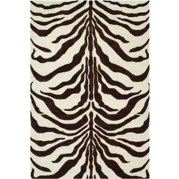 SAFAVIEH Cambridge Leah Animal Stripes Wool Area Rug, Ivory/Brown, 5' x 8'