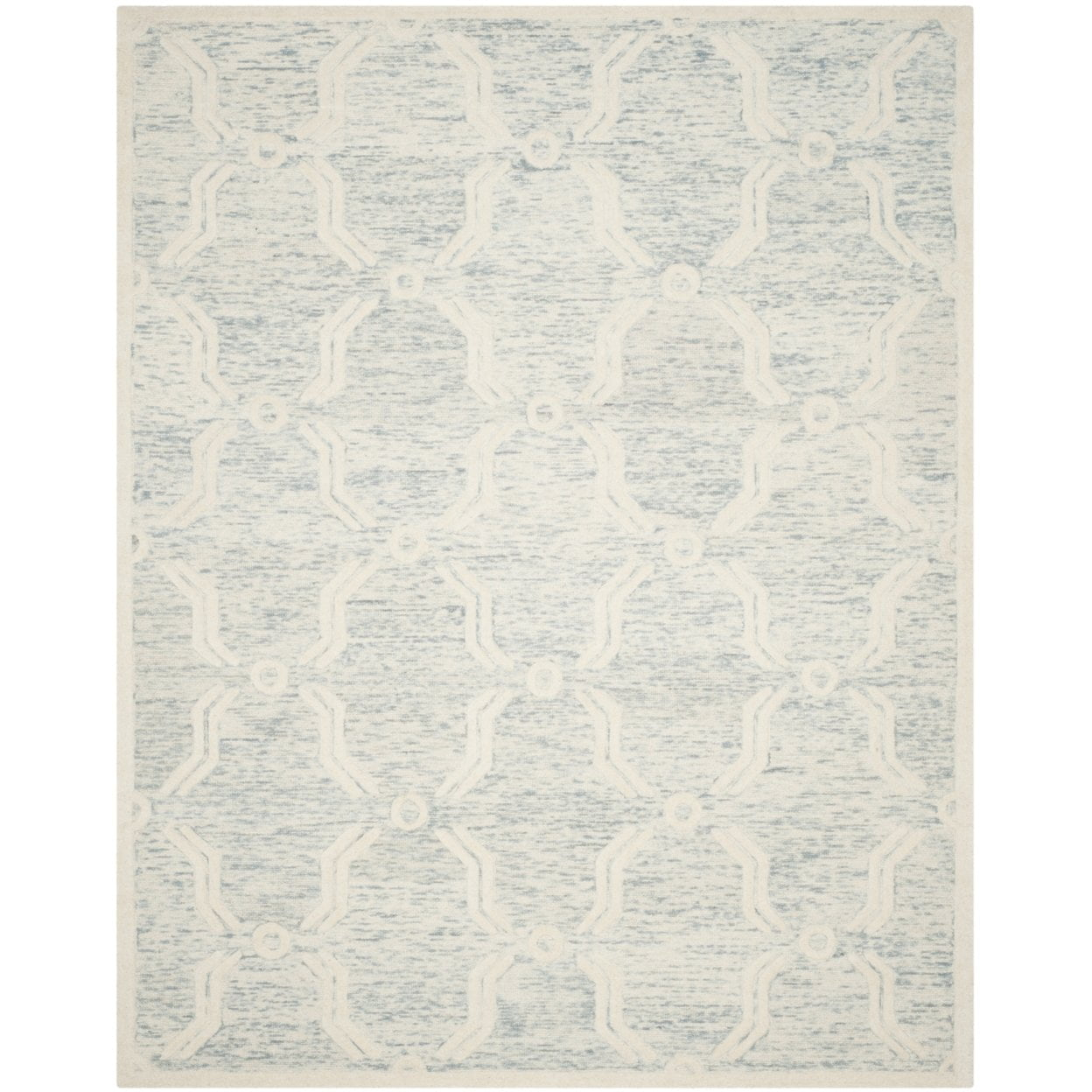 SAFAVIEH Cambridge Leland Faded Geometric Wool Area Rug, Light Blue/Ivory, 8' x 10'