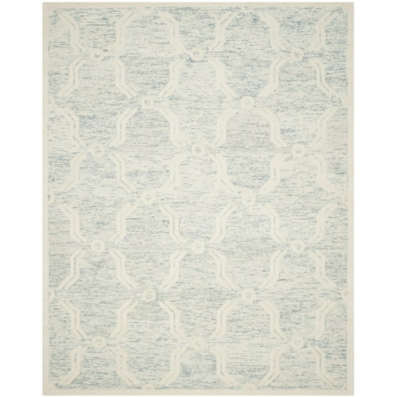 SAFAVIEH Cambridge Leland Faded Geometric Wool Area Rug, Light Blue/Ivory, 8' x 10'