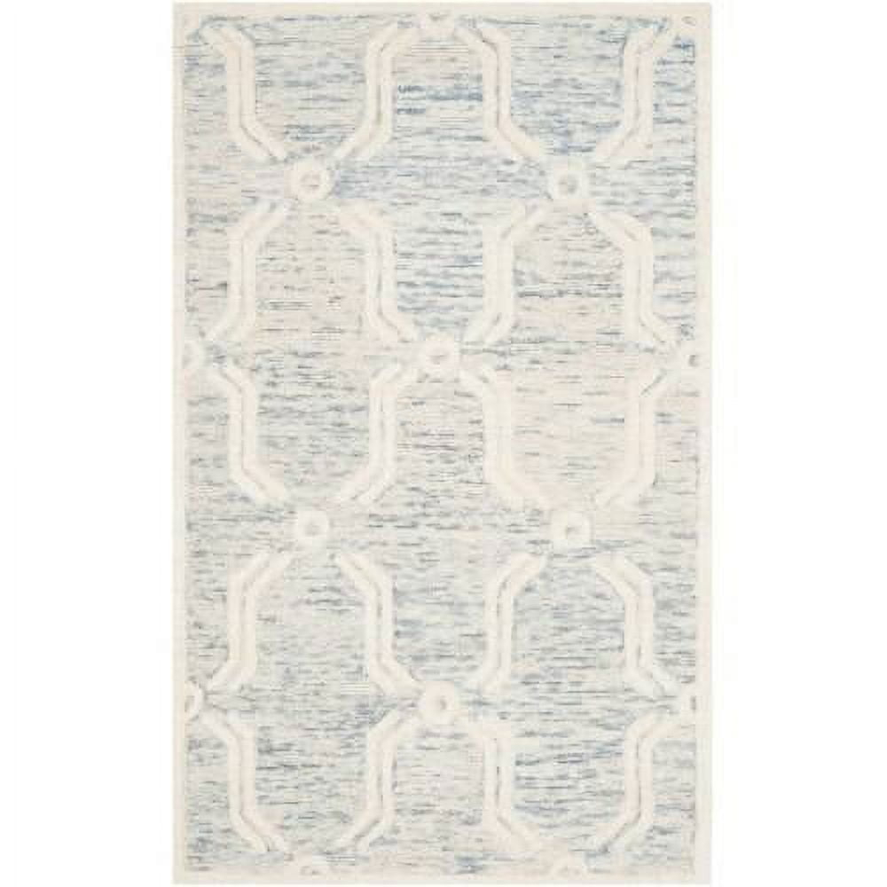 SAFAVIEH Cambridge Leland Faded Geometric Wool Area Rug, Light Blue/Ivory, 8' x 10'