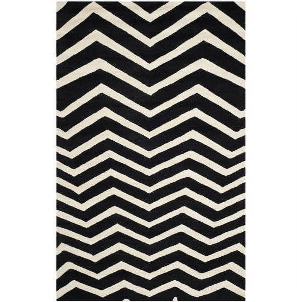 SAFAVIEH Cambridge Leon Zig Zag Stripes Wool Area Rug, Black/Ivory, 3' x 5'