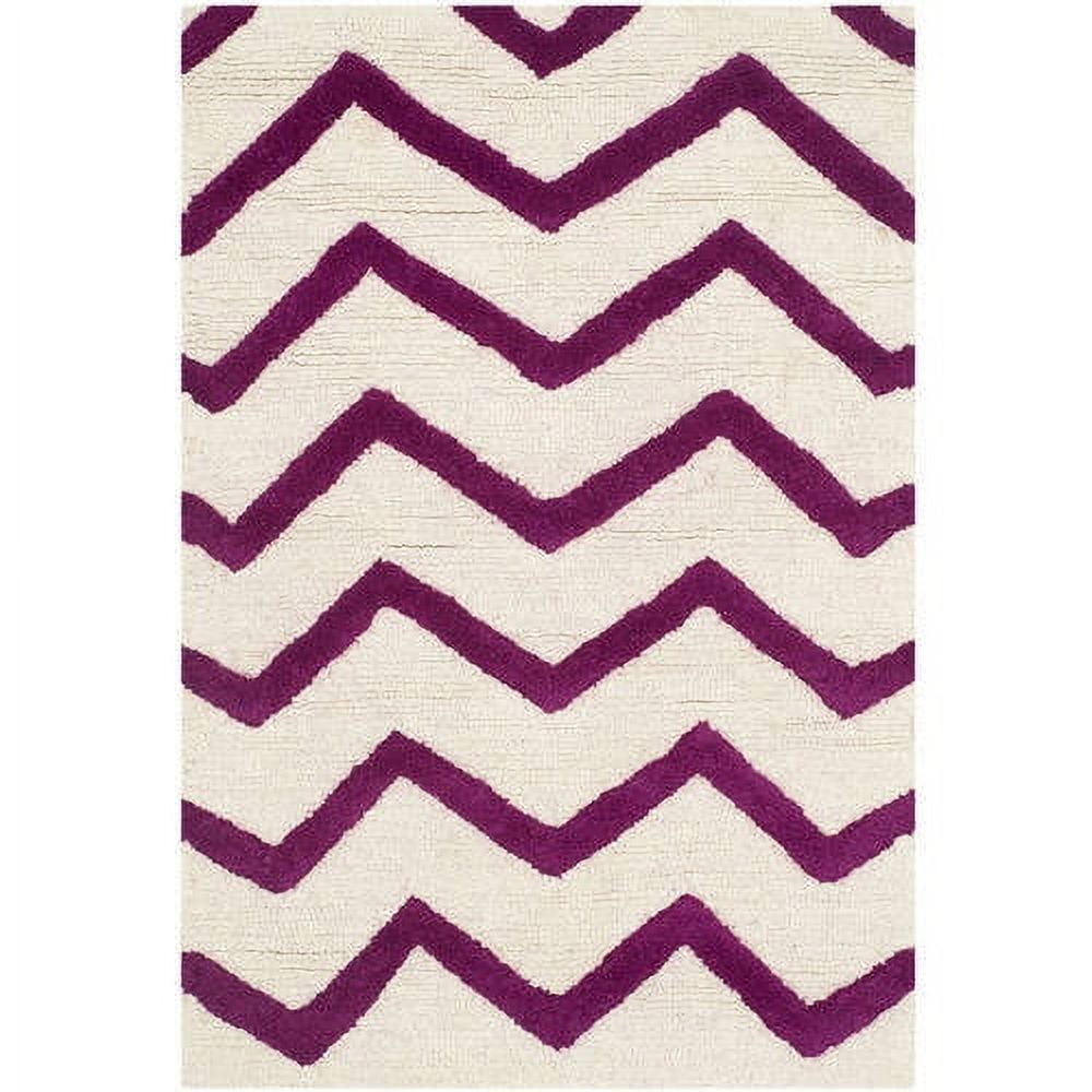 SAFAVIEH Cambridge Leon Geometric Wool Area Rug, Ivory/Fuchsia, 2' x 3'