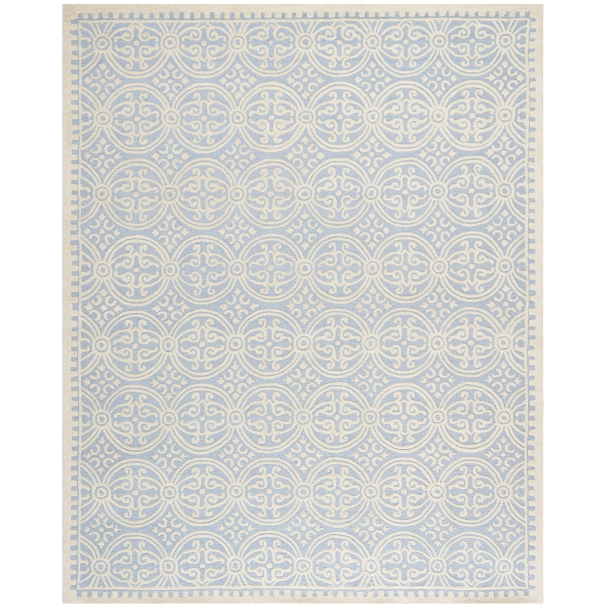 SAFAVIEH Cambridge Leslie Geometric Wool Area Rug, Light Blue/Ivory, 2'6" x 4'