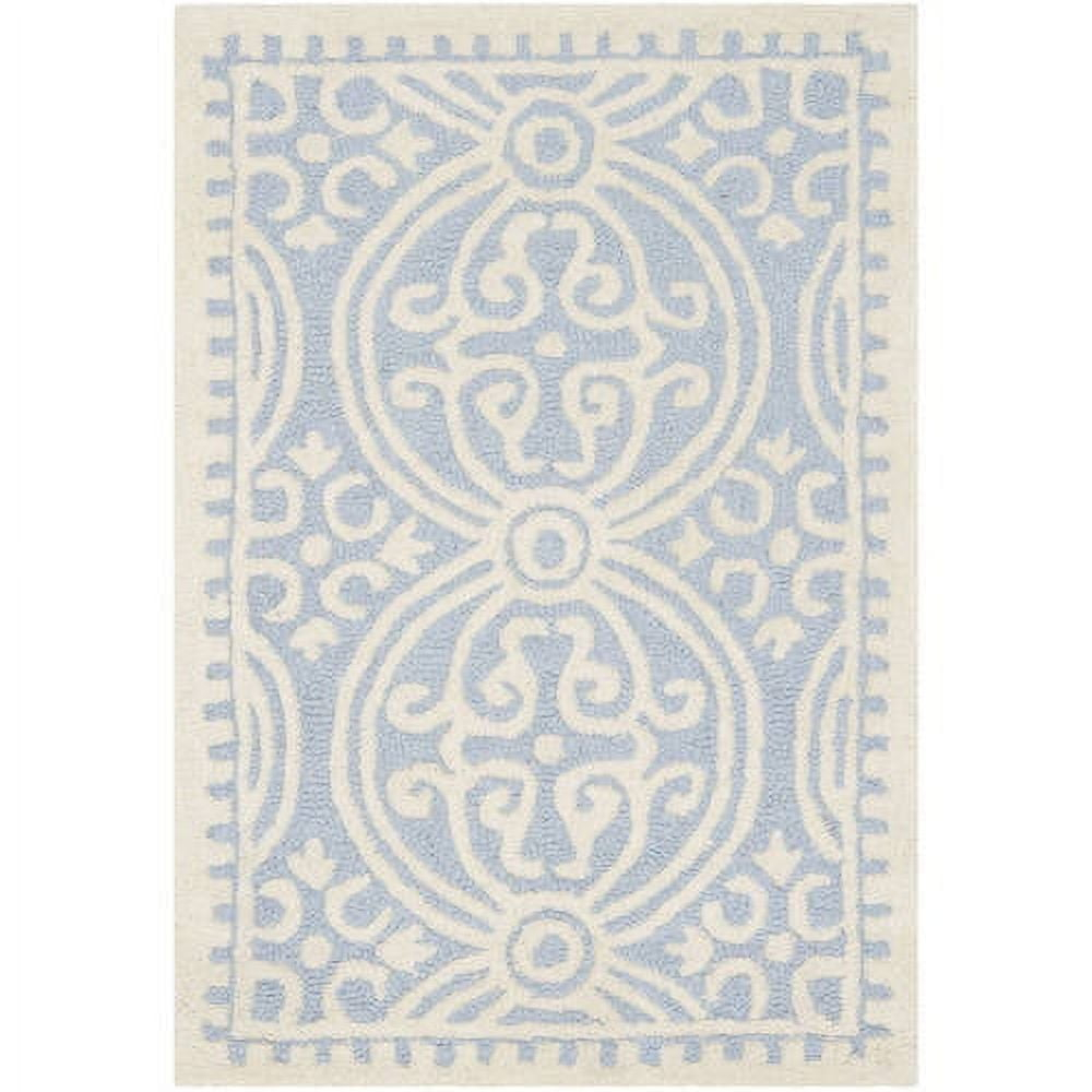 SAFAVIEH Cambridge Leslie Geometric Wool Area Rug, Light Blue/Ivory, 2' x 3'