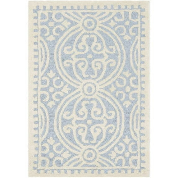 SAFAVIEH Cambridge Leslie Geometric Wool Area Rug, Light Blue/Ivory, 2' x 3'
