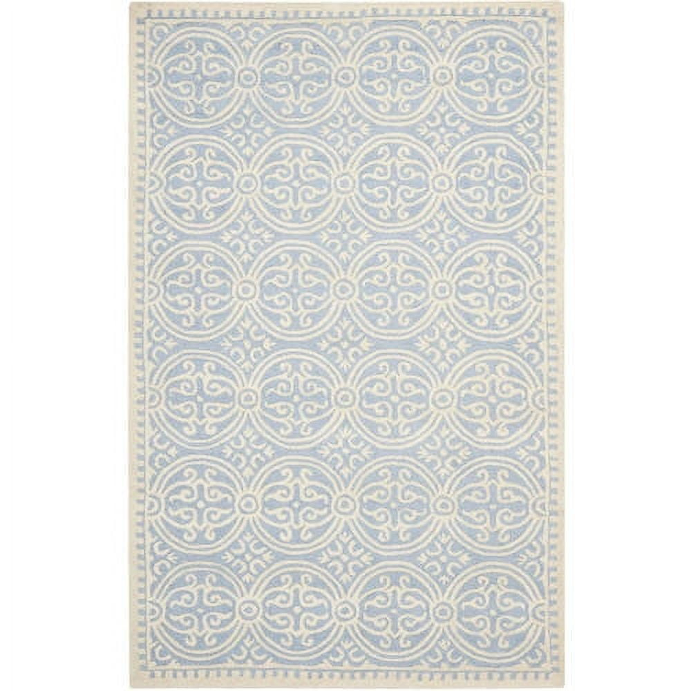 SAFAVIEH Cambridge Leslie Geometric Wool Area Rug, Light Blue/Ivory, 4' x 6'