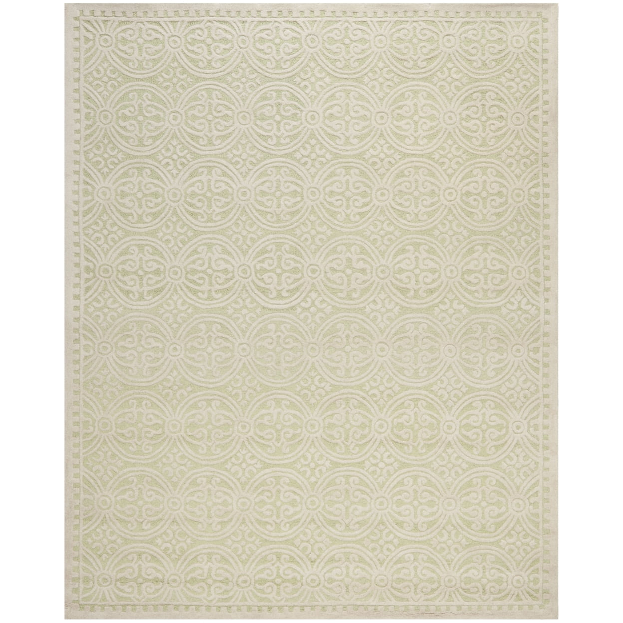 SAFAVIEH Cambridge Leslie Geometric Wool Area Rug, Light Green/Ivory, 8' x 10'