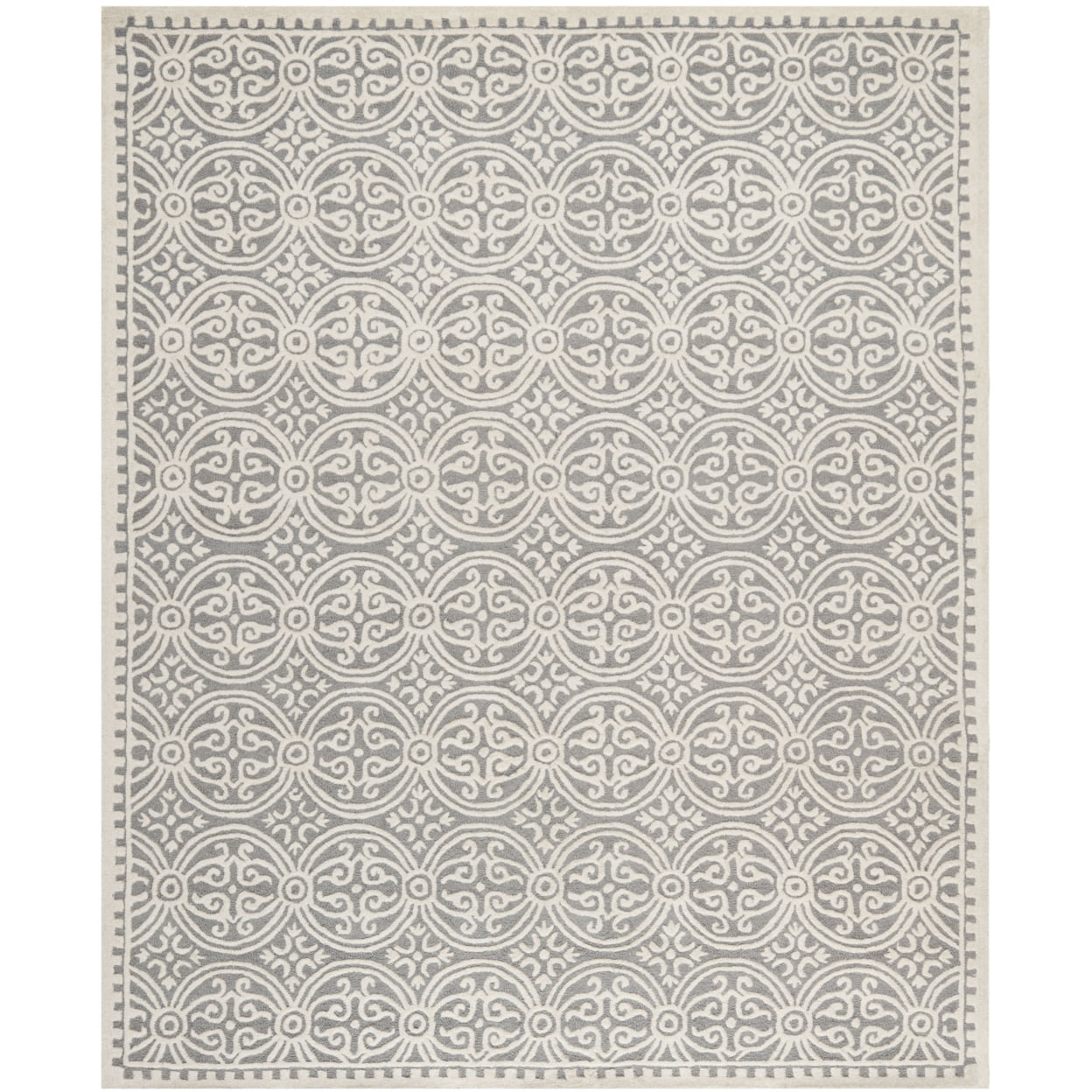 SAFAVIEH Cambridge Leslie Geometric Wool Area Rug, Silver/Ivory, 11' x 15'