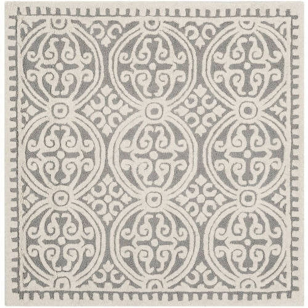 SAFAVIEH Cambridge Leslie Geometric Wool Area Rug, Silver/Ivory, 12' x 18'