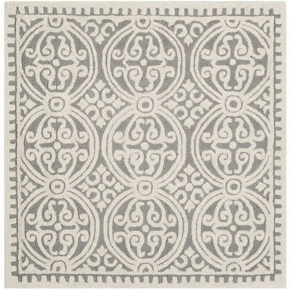 SAFAVIEH Cambridge Leslie Geometric Wool Area Rug, Silver/Ivory, 12' x 18'