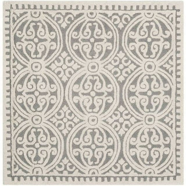 SAFAVIEH Cambridge Leslie Geometric Wool Area Rug, Silver/Ivory, 12' x 18'