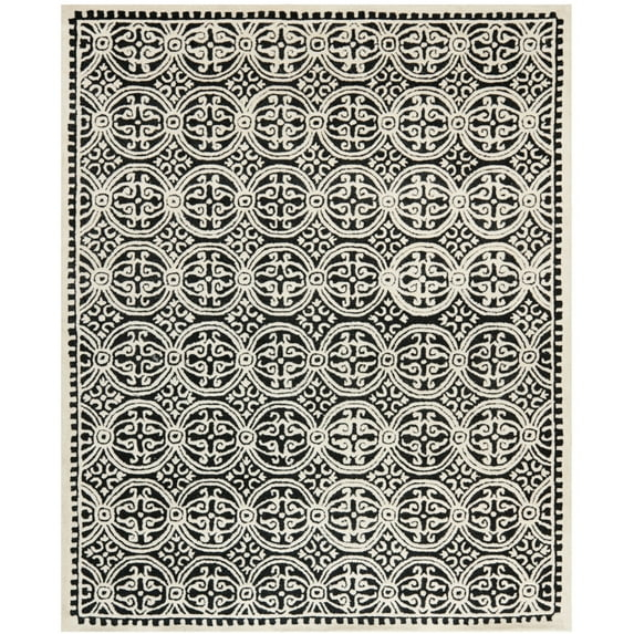 SAFAVIEH Cambridge Leslie Geometric Wool Runner Rug, Black/Ivory, 2'6" x 10'
