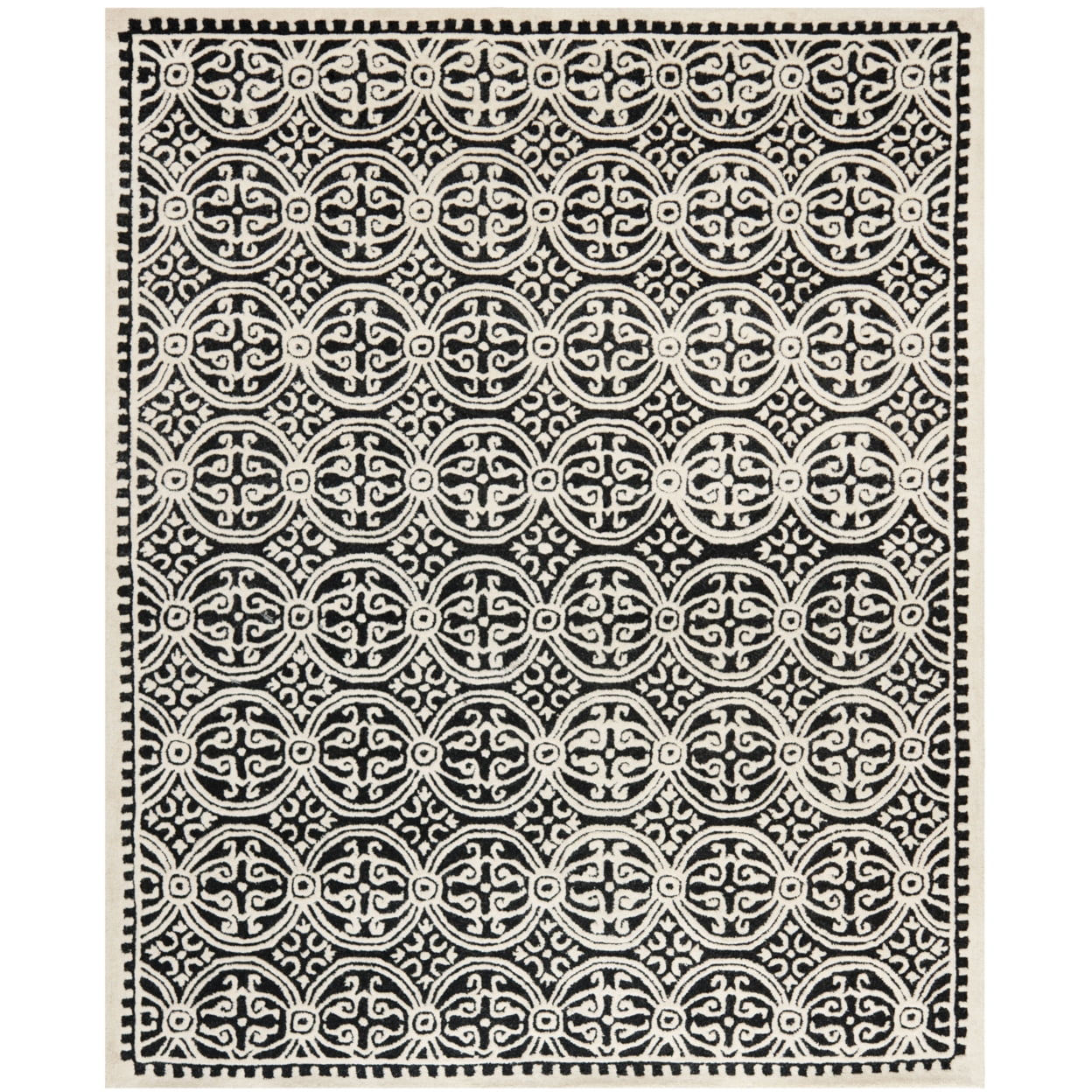 SAFAVIEH Cambridge Leslie Geometric Wool Runner Rug, Black/Ivory, 2'6" x 6'